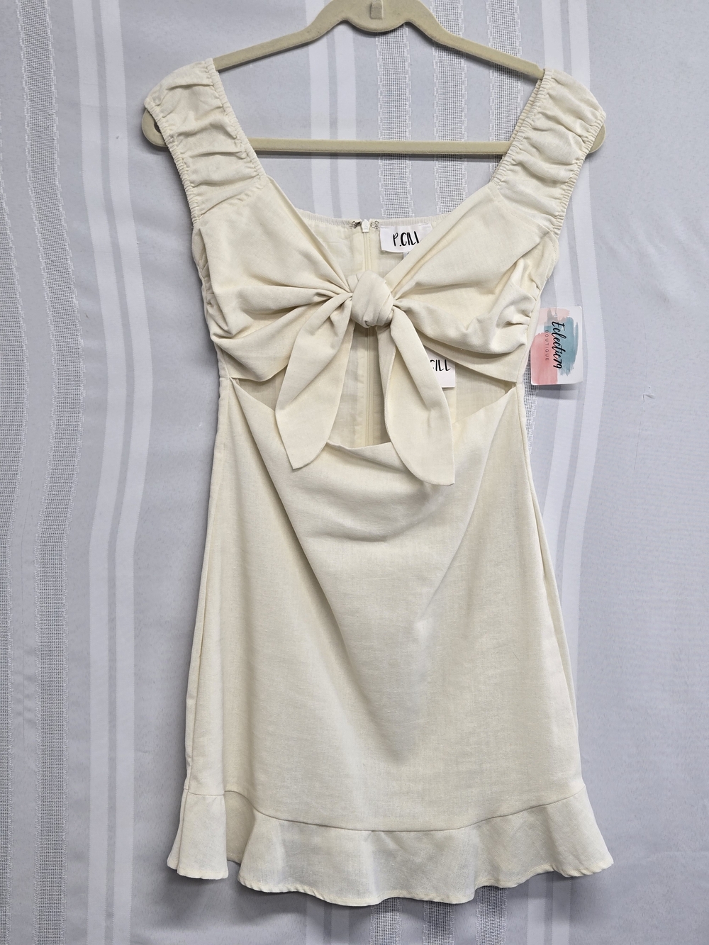 P.CILL WOMENS Cream Tie-Front Sleeveless Mini Dress SIZE SMALL